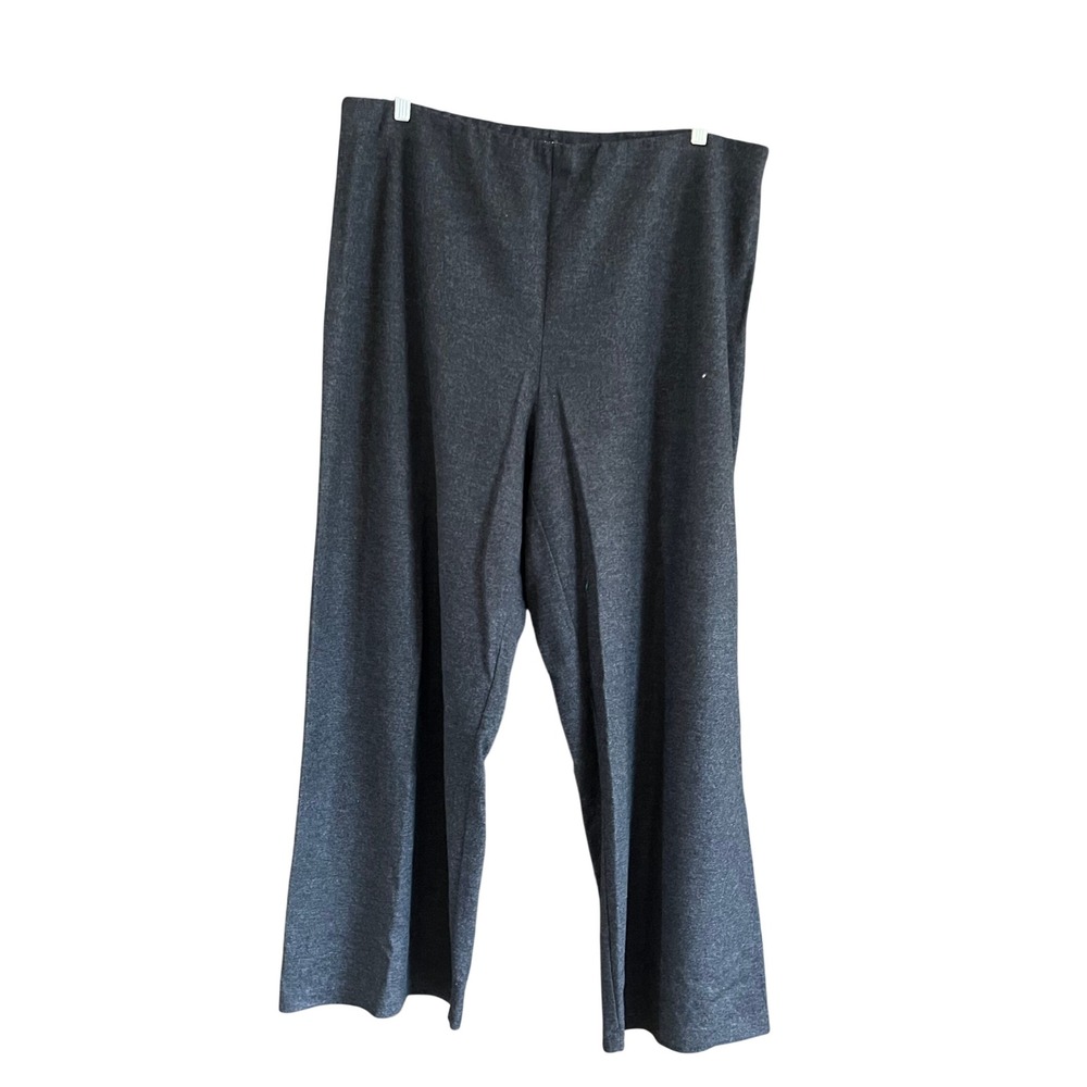 Eileen Fisher 100% Wool Wide Leg Trousers Charcoal Gray Plus Size 2X Side Zip